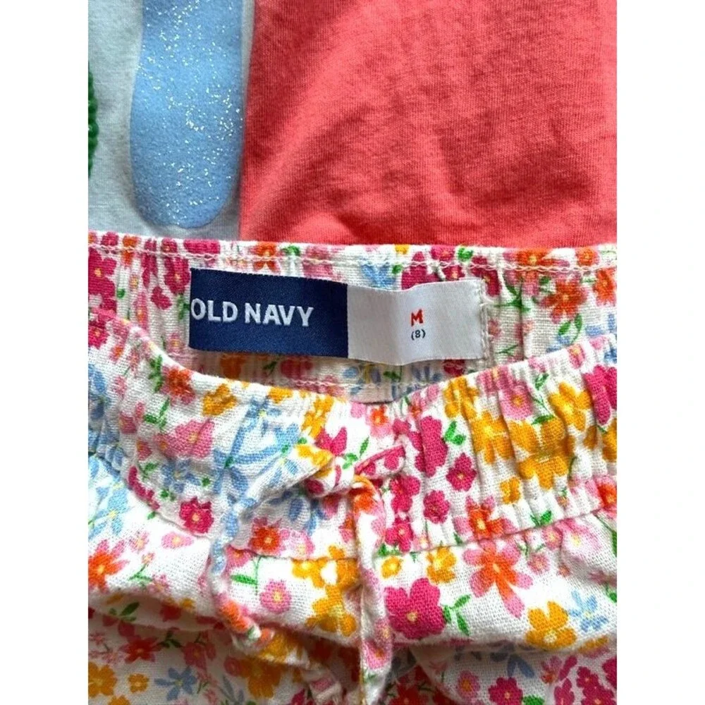 Girls Summer Lot Size 7/8 Old Navy Floral Skirt Member’s Mark Rainbow Tees NWOT